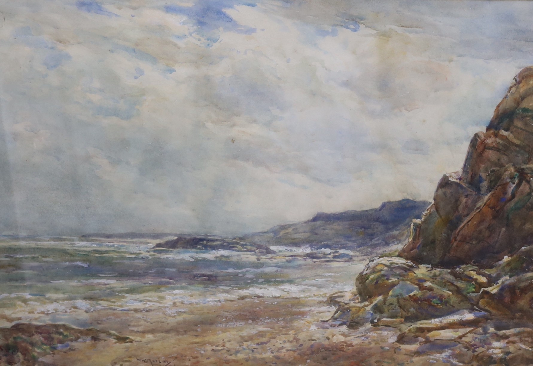Thomas William Morley (1859-1925), watercolour, Beach scene, signed, 36 x 52cm